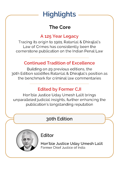 TAXMANN Law of Crimes IN 4 VOLS BY RATANLAL & DHIRAJLAL 30TH EDITION 2025