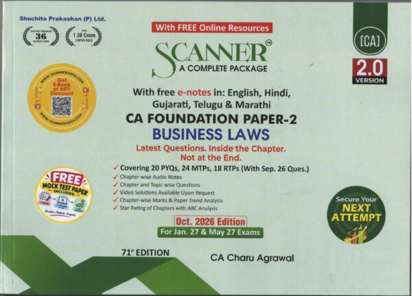 Shuchita Prakashan Solved Scanner Business Laws for CA Foundation Paper-2 by CA Amar Omar & CA Rasika Goenka Applicable for Jan.2027 & May 2027 Exam
