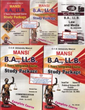 Sadhna Prakashan Mansi for CCS University Meerut BA. LLB 5 Years Integrated Course Study Course Semester-3 ( BL: 3001,3002,3003,3004,3005 ) (Contract -1, Political Science-III Public Administration, Indian Legal and Constitutional History, Law and Media, Communication Skills) LLB Exam