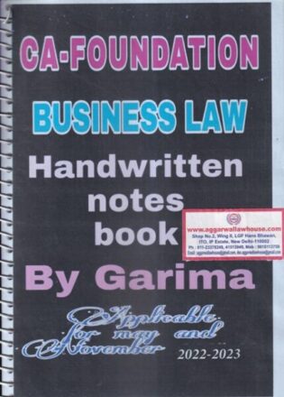 Grace Coaching Centre's Spiral Handwritten notes book Business Law Question Answers Based for CA Foundation by GARIMA Applicable for May & Nov 2022-23