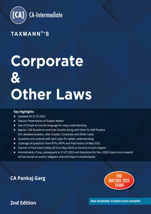 Taxmann Corporate & Other Laws For CA Inter New Syllabus By CA Pankaj Garg applicable for May / Nov 2023 Exams