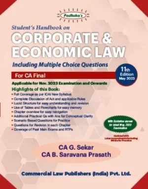 Commercial's Padhuka's Students' Handbook on Corporate & Economic Law for CA Final New Syllabus by G SEKAR & B SARAVANA PRASATH Applicable for Nov 2023 Exams