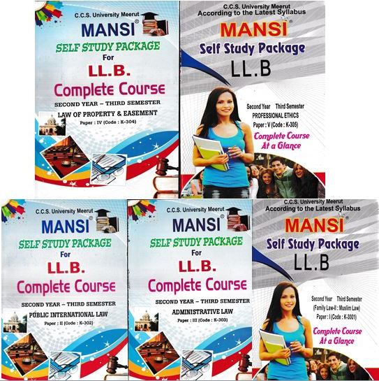 Sadhna Prakashan Mansi CCS University Meerut Self Study Package for LLB Complete Course Semester-3 ( K : 3001,3002,3003,3004,3005 ) (LLB Exam