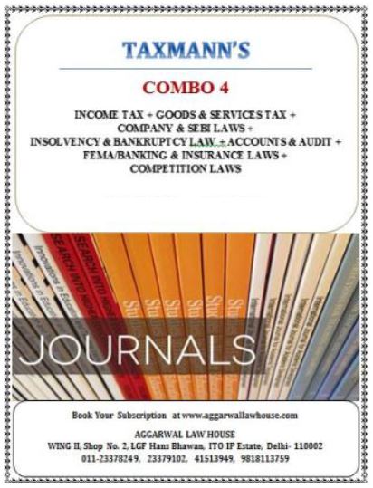 Taxmann Online Subscription Combo 4 ( Income Tax + Goods & Services Tax+ Company & SEBI Laws+ Insolvency & Bankruptcy Laws+ Accounts & Audit + FEMA Banking & Insurance + Competition Laws ) with daily e-mail alerts Edition 2025