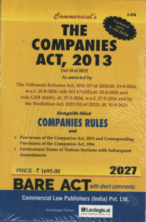 Commercial Bare Act The Companies Act, 2013 Alongwith Allied Companies Rules Update Edition-2027