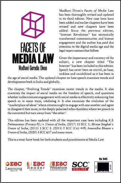 EBC Facets Of Media Law by Madhavi Goradia Divan 3rd Edition 2023