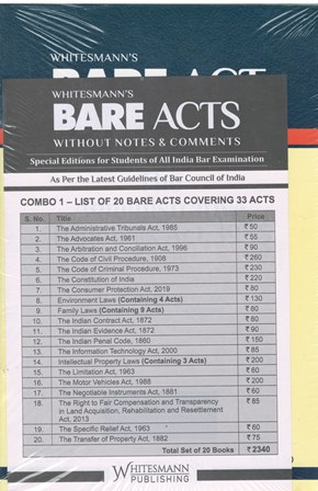 Whitemann Combo Essential List of Bare Acts Without Short Notes & Comments Special Editions for Students of All India Bar Examination (AIBE) Edition 2023