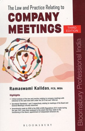 Bloomsbury The Law and Practice Relating to Company Meetings by Ramaswami Kalidas Edition 2024
