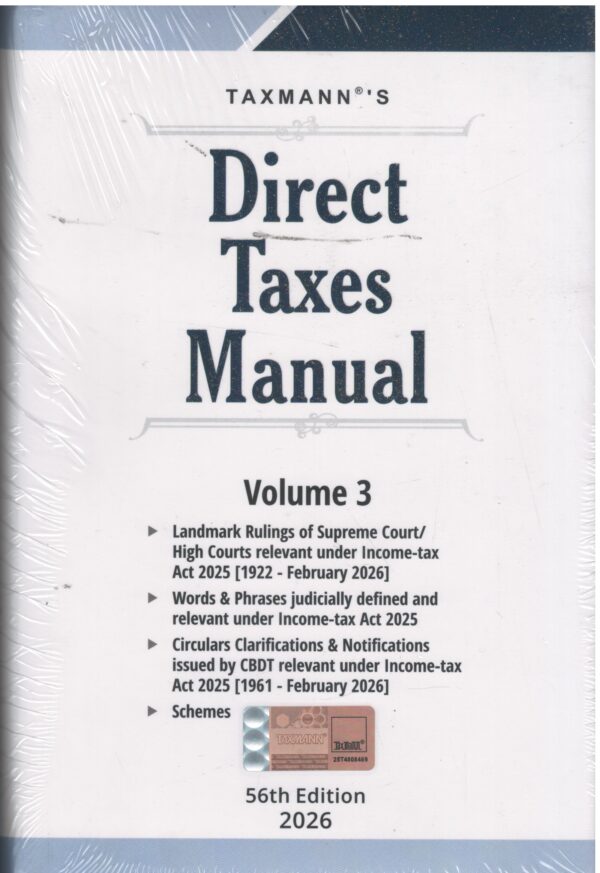 Taxmann Direct Taxes Manual (Set of 3 Vols) 56TH Edition 2026