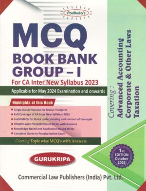 Commercial MCQ Book Bank Group-I For CA Inter New Syllabus 2023 by Gurukripa Applicable for May 2024 Exam