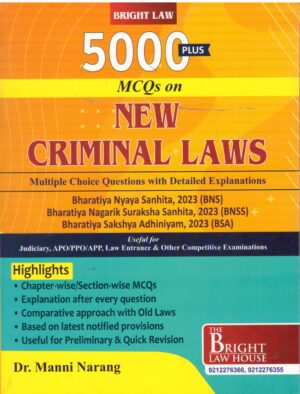 Bright law house 5000 Plus MCQs New Criminal Laws By Dr.Manni Narang 1st Edition 2026