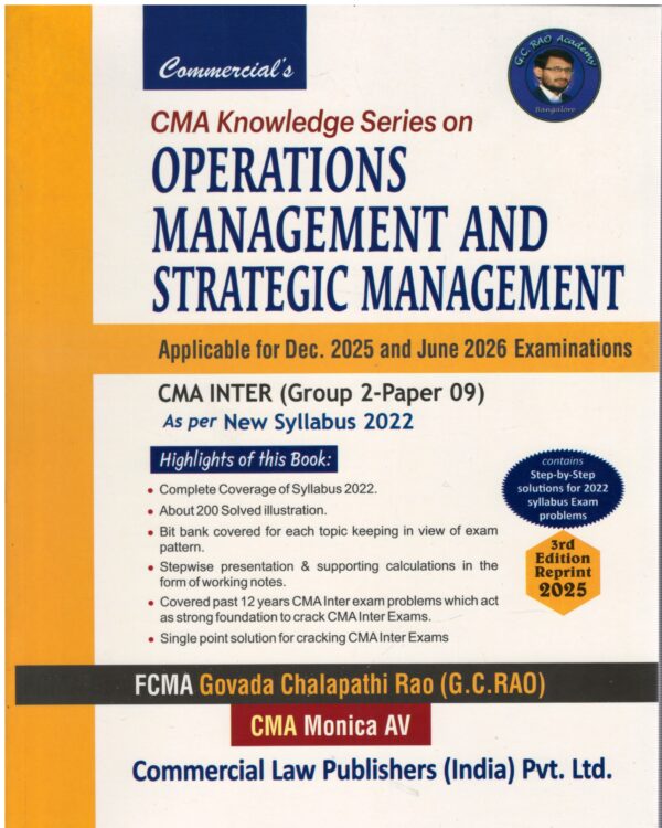 Commercial CMA Knowledge Series on Operations Management & Strategic Management CMA Inter ( Gr - 2-Paper -09, New Syllabus 2022 ) by Govada Chalapathi Applicable for Dec. 2025 & June 2026 Examinations