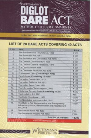 WhitemannAll India Bar Examination (Bare Acts without Short Notes) Set of 20 Books  ( Diglot Edition ) Edition 2023