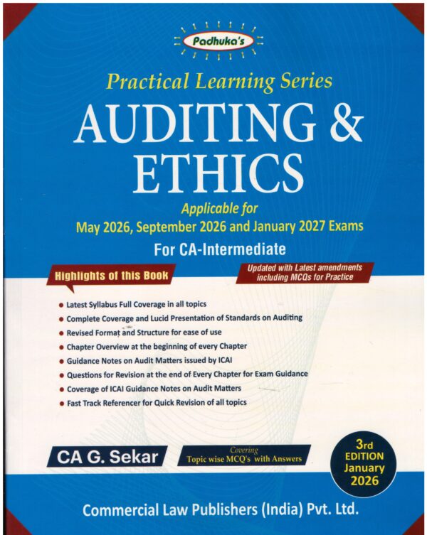 COMMERCIAL CA Inter Padhuka practical learning series Auditing And Ethics CA G Sekar May 2026/ Sep 26 / Jan 2027 Exam