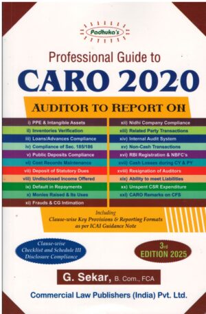 Commercial's Professional Guide to CARO 2020 Auditor To Report On By CA G SEKAR 3rd Edition 2025
