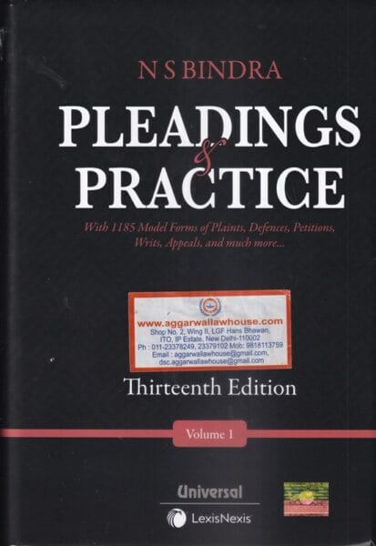 Universal Pleadings & Practice Set of 2 Vols by N S Bindra Reprint Edition 2024