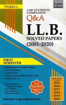 Prolific Law Publications Law Students Companion Q & A LLB Solved Papers FIRST SEMESTER Edition 2021
