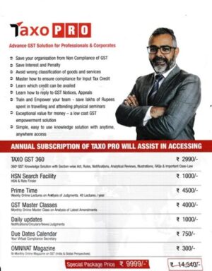 Taxo Prime Time (Annual Subscription of Taxo Pro Will Assist in Accessing)
