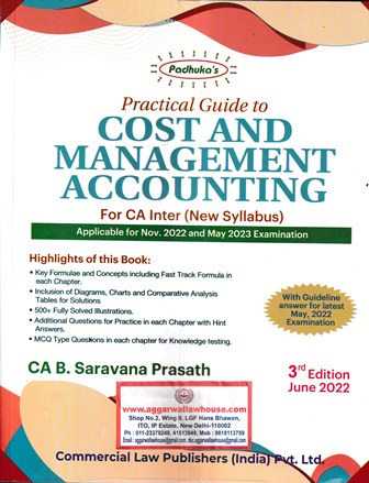 Commercial's Padhuka's Practical Guide to Cost And Management Accounting for CA Inter By CA B SARAVANA PRASATH Applicable For Nov 2022 & May 2023 Exams
