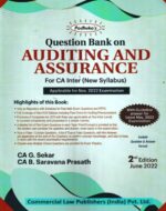 Commercial's Padhuka's Question Bank on Auditing & Assurance for CA Inter New Syllabus by G SEKAR & B SARAVANA PRASATH Applicable for Nov 2022 Exams