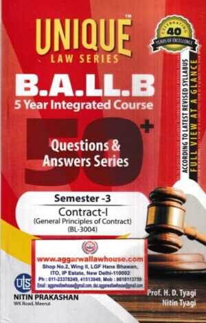 Nitin Prakashan Unique Law Series BA.LLB 5 Years Integrated Course Semester -3 Contract-1 (BL-3004) by HD Tyagi Nitin Tyagi for BA.LLB Exams