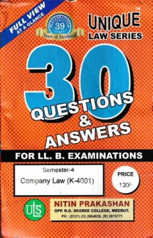 Nitin Prakashan Unique Law Series 30 Questions & Answers Semester-4 Company Law (K-401) for LLB Exams