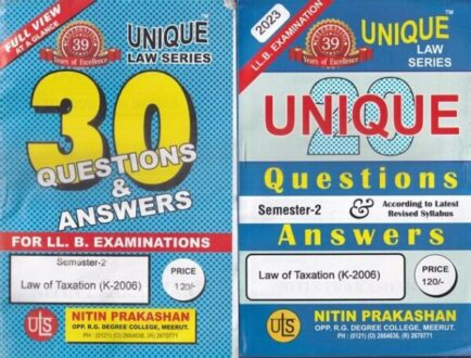 Nitin Prakashan Unique Law Series 30 Questions & Answers Semester-2 Law of Taxation (K-206) for LLB Exams