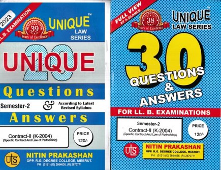 Nitin Prakashan Unique Law Series 30 Questions & Answers Semester-2 Contract-II (K-204) for LLB Exams