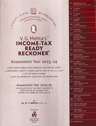 VG MEHTA'S Income Tax Ready Reckoner by NV Mehta  Assessment Year 2023-2024