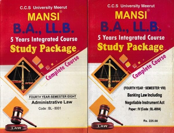 Sadhna Prakashan Mansi for CCS University Meerut BA. LLB 5 Years Integrated Course Study Course Semester-8 ( BL: 8001,8002,8003,(A) 8004,8005 ) ( 5 Book Set ) BA LLB Exam