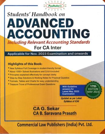 Commercial's Padhuka's Students Handbook on Advanced Accounting For CA Inter by G SEKAR & B SARAVANA PRASATH Applicable for Nov 2023 Exam