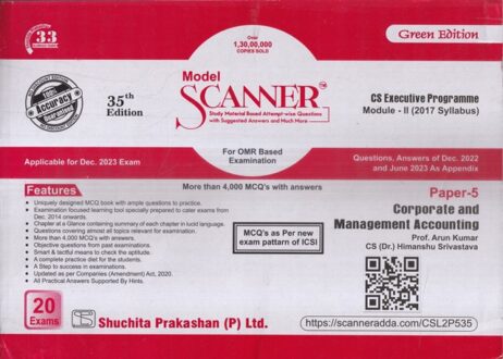 Shuchita Solved Scanner Corporate and Management Accounting for CS Exec. Module II 2017 Syllabus Paper 5 by ARUN KUMAR Applicable for Dec 2023 Exams