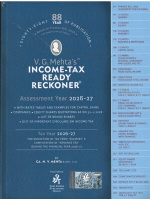 VG MEHTA'S Income Tax Ready Reckoner by NV Mehta  Assessment Year 2026-2027