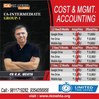 Video Lecture Cost And Management Accounting For CA Inter Group 1 New Syllabus by R K Mehta Applicable for May 2023 & November 2023 Exam