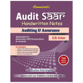 Commercial's Class Notes Audit Saar Handwritten Notes Auditing & Assurance For New Syllabus CA Inter by Khushboo Girish Sanghavi Applicable For Nov 2023
