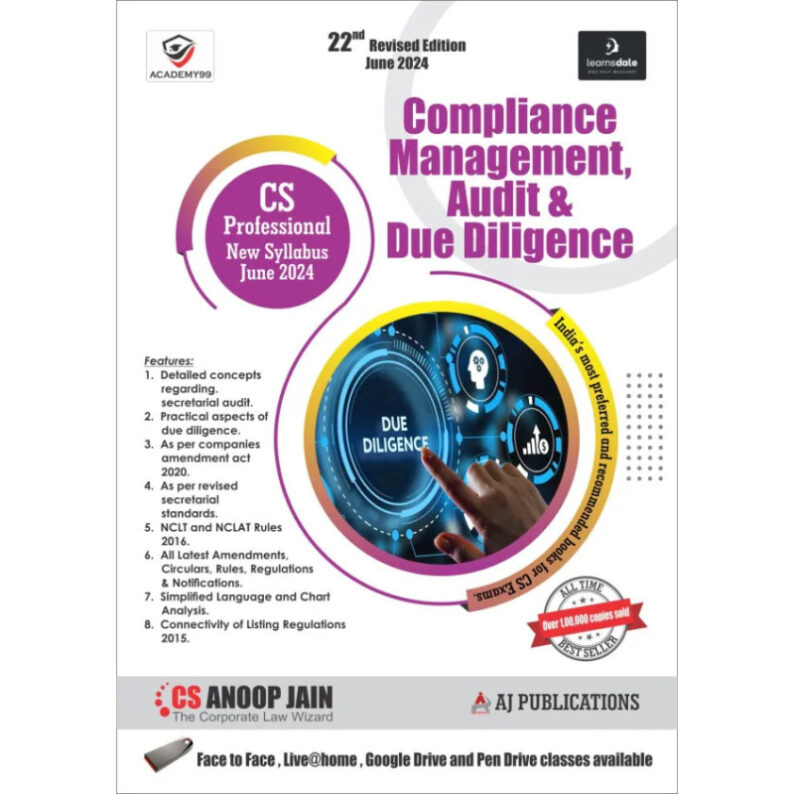 AJ Publications Compliance Management, Audit & Due Diligence For CS Professional New Syllabus by ANOOP JAIN Applicable for June 2024 Exams