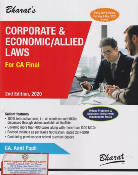 Bharat's Corporate & Economic/Allied Laws for CA Final (Old & New Syllabus) by AMIT POPLI Applicable for May & Nov 2020 Exams
