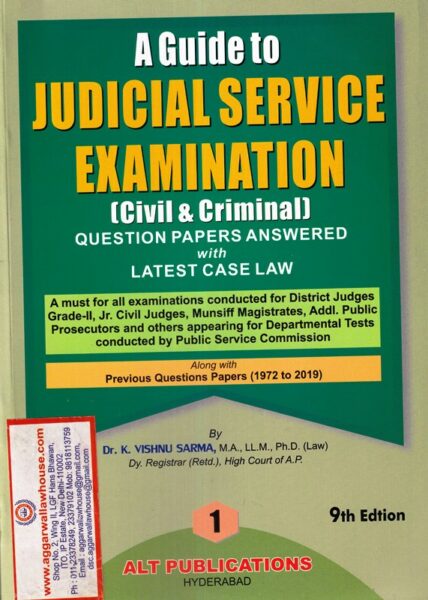 Alt Publications A guide to judicial service examination (Civil & Criminal) Question Papers Answered with Latest Case Law along with Previous Questions Papers (1972 to 2019) in set of 3 Volumes by DR K VISHNU SARMA Edition 2022