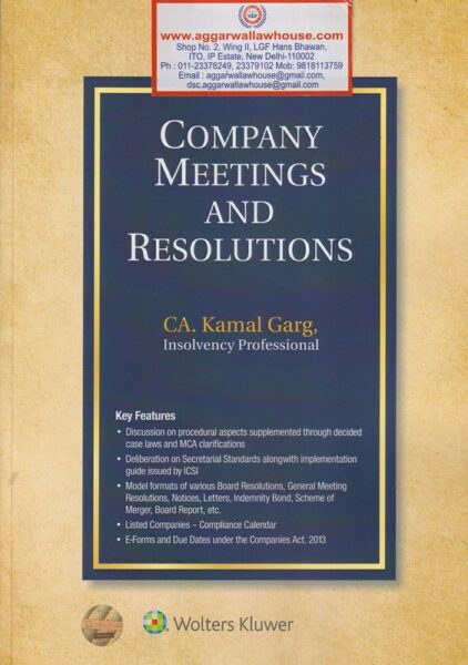 Wolters Kluwer's Company Meetings And Resolutions by Kamal Garg Edition 2020