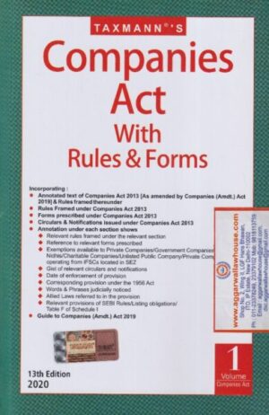 Taxmann Companies Act  with Rules & Forms (Set of 2 Vols) Edition 2020