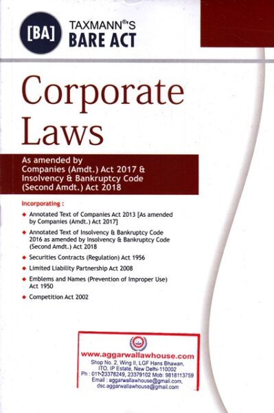 Taxmann's Bare Act Corporate Laws Edition 2018
