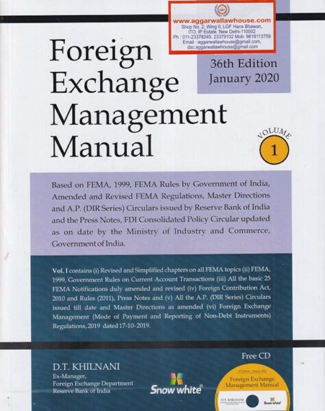 Snow white Foreign Exchange Management Manual & Fema Ready Reckoner Set of 2 Volumes by DT KHILNANI Edition 2020