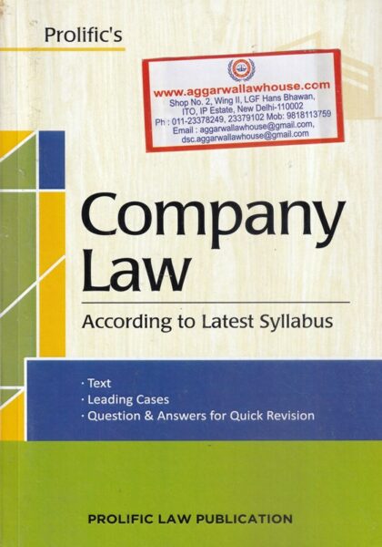 Prolific's Company Law According to Latest Syllabus by Rahul Ranjan Edition 2020