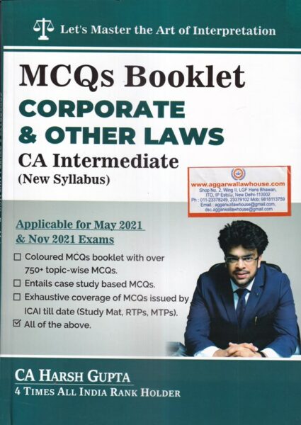 AN IGP Publication MCQs Booklet Corporate and Other Laws For CA Inter New Syllabus by CA Harsh Gupta Applicable for May & Nov 2021 Exams