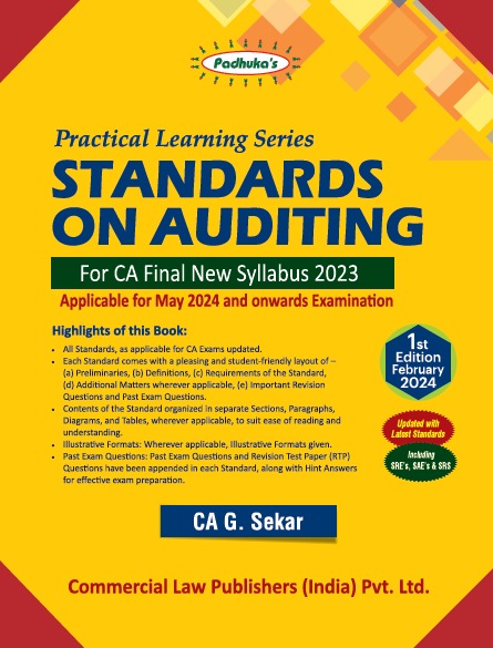 Commercial Padhuka Practical Learning Series Standards on Auditing for CA Final New Syllabus 2023 by G Sekar Applicable For May 2024 Exam