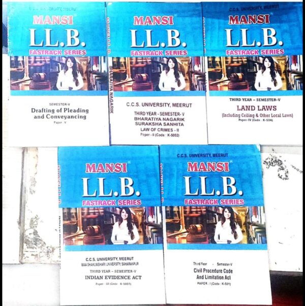 Sadhna Prakashan Mansi CCS University Meerut for LLB  Fastrack Series Semester-5 ( K : 501,502,503,504,505 ) LLB Exam
