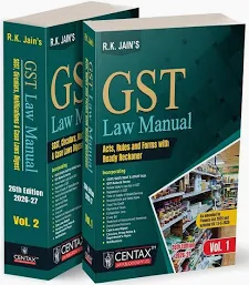 Centax Publications GST Law Manual (Set of 2 Vols) Acts Rules and Forms With Ready Reckoner By RK JAIN Budget 26th Edition 2026-27