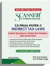 Shuchita Prakashan Solved Scanner Indirect Tax Laws for CA Final Paper-5 by Arun Kumar & CS. CA Rajiv Singh Applicable for Nov.2026 Exam