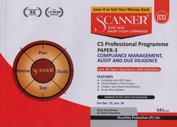 Shuchita Solved Scanner For CS Professional Group - I Syllabus 2022 Paper 3 Compliance Management Audit and Due Diligence By ARUN KUMAR Applicable For June.2025 Exams