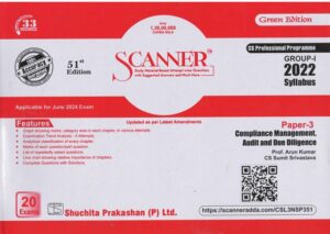 Shuchita Solved Scanner For CS Professional Group - I Syllabus 2022 Paper 3 Compliance Management Audit and Due Diligence By ARUN KUMAR Applicable For June 2024 Exams